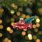 4" Red Metallic Truck with a Sisal Tree Glass Christmas Ornament